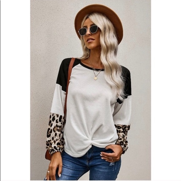 NEW Leopard Long Sleeve Waffle Knit - Picture 1 of 17